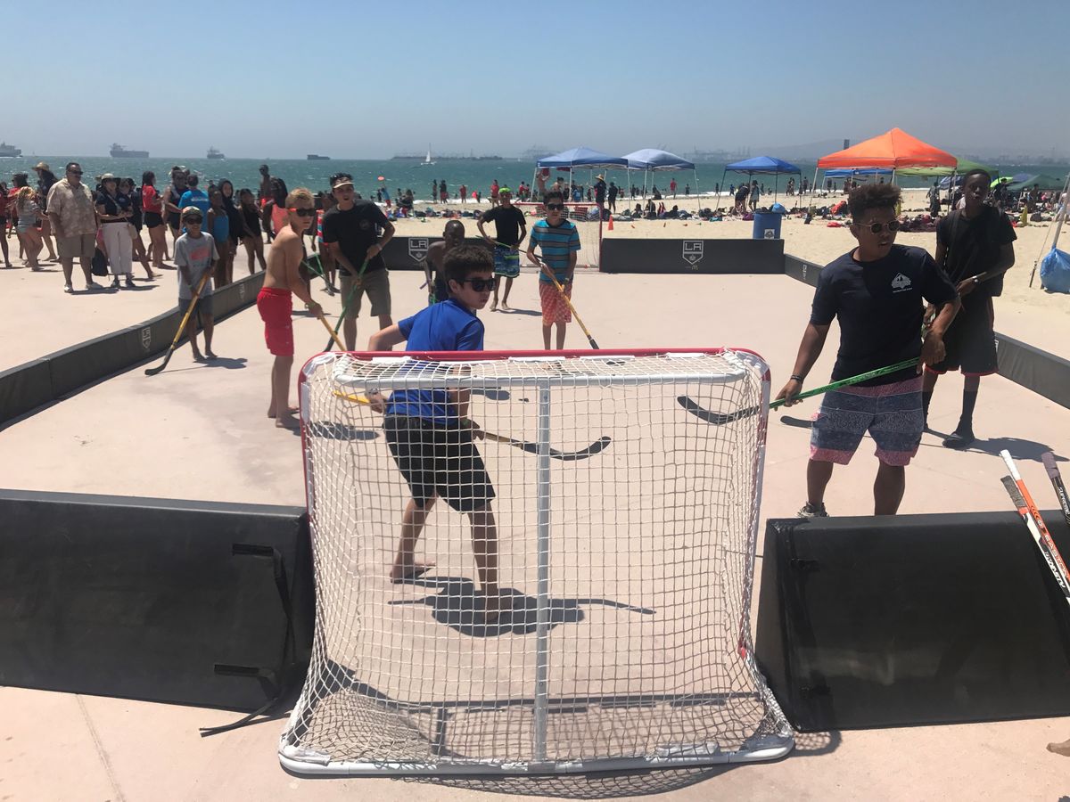 AEG’s Los Angeles Kings introduce LA Kings Ball Hockey to more than 2,000 youth at the Long Beach All-City Beach Day on August 11, 2017.