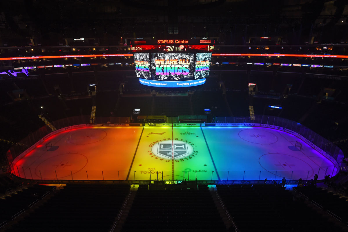 AEG’s LA Kings celebrate Pride Night at STAPLES on March 1, 2018. (Photo courtesy of LA Kings/Getty)