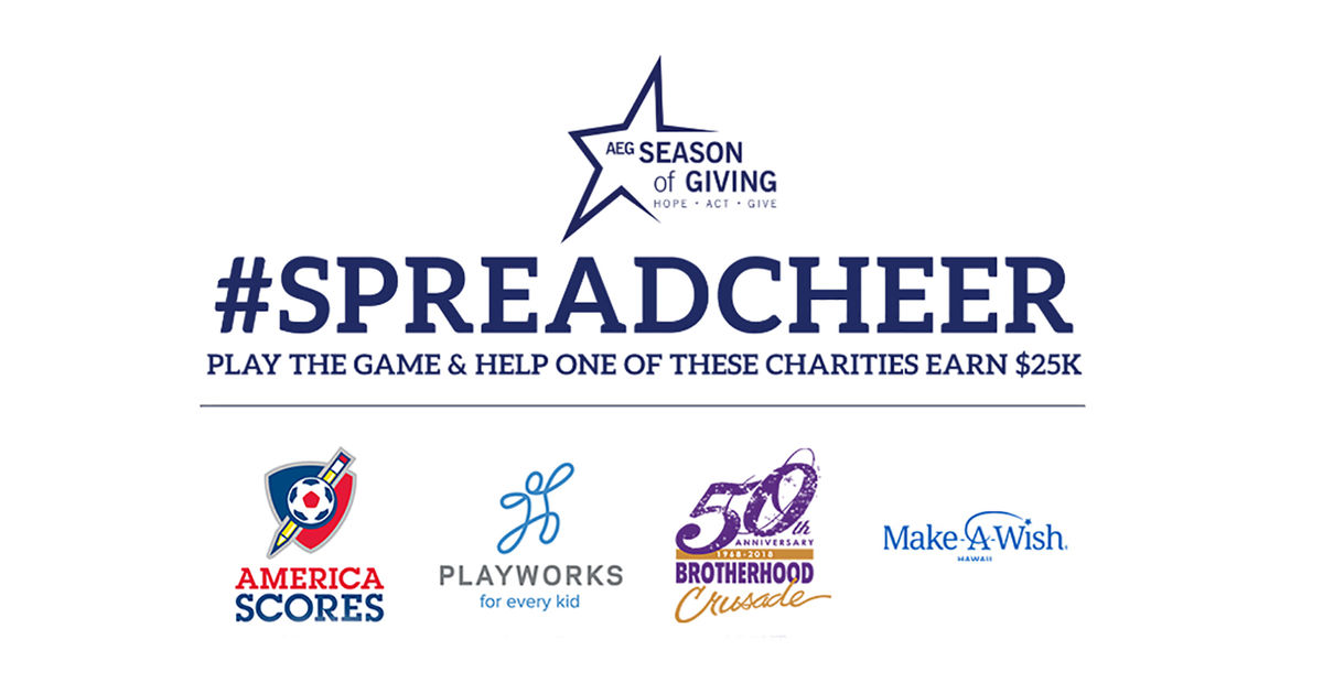 Graphic depicting #SpreadCheer Challenge with the four participating non-profit organization logos underneath.