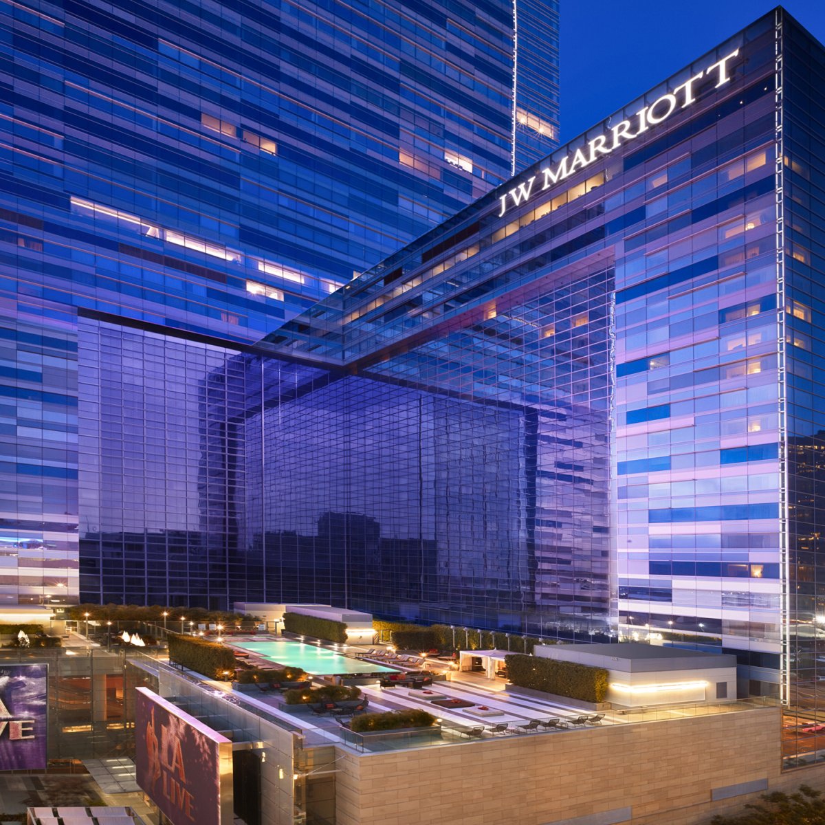 Exterior image of JW Marriott at night